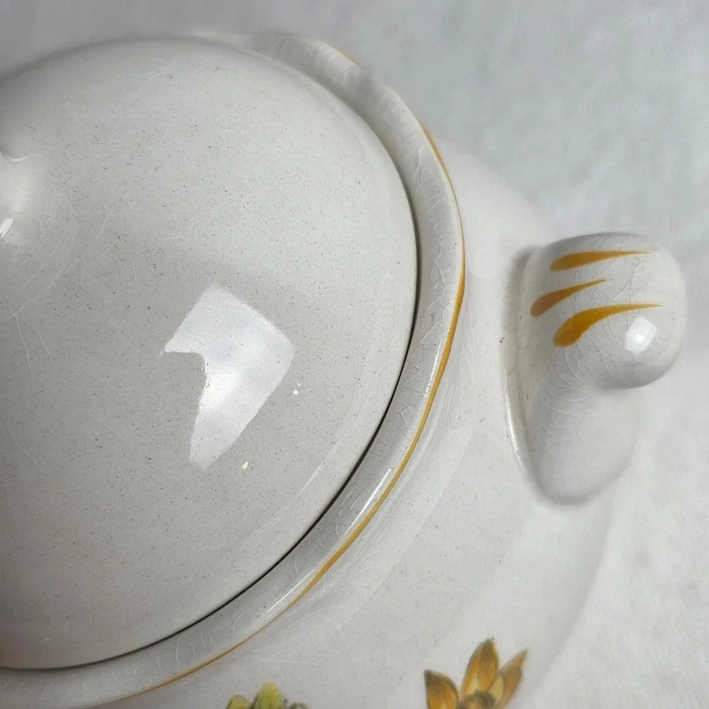 Vintage Berkeley House English Ironstone Meadow View Sunflower Lidded Bowl